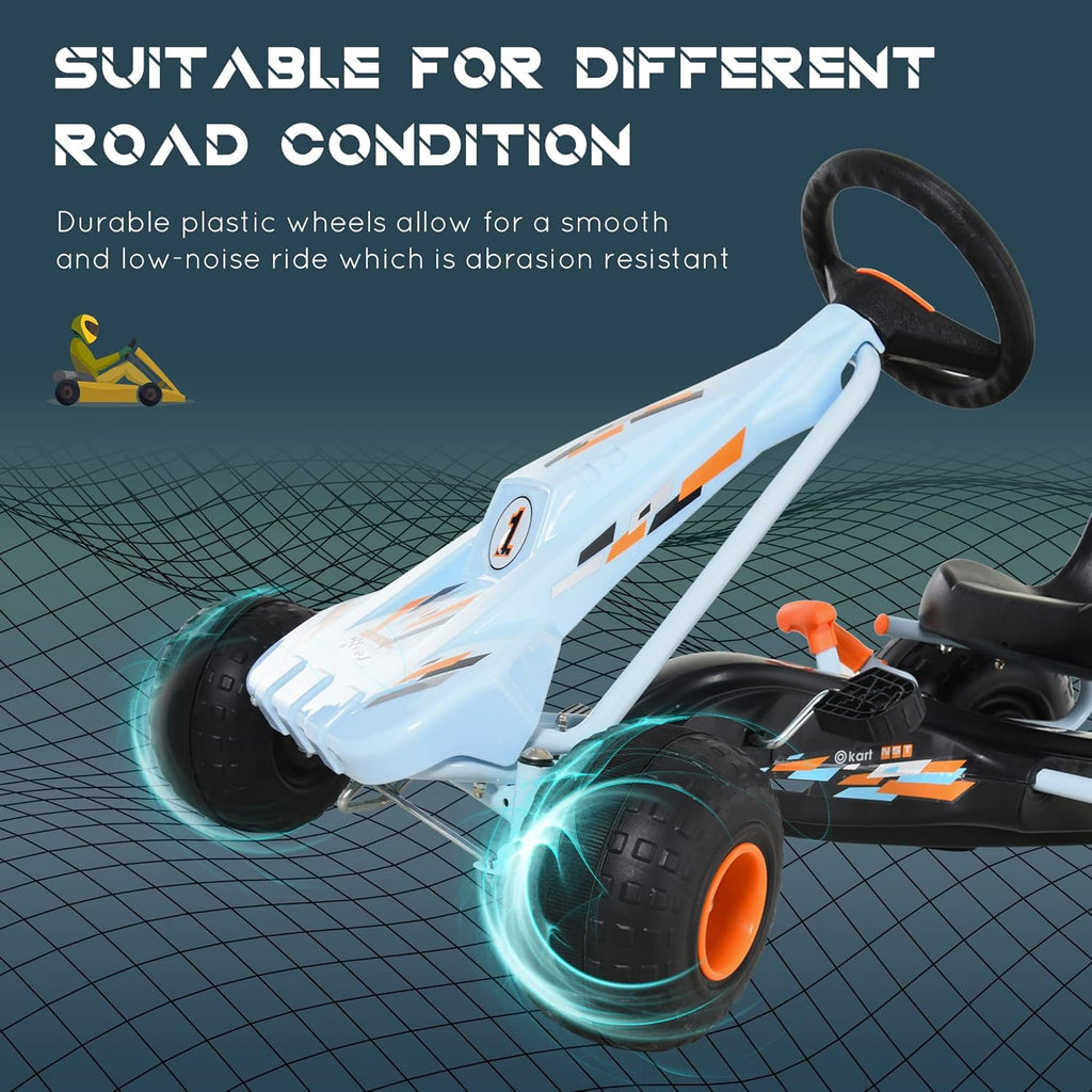 White Plastic Pedal Go Kart with Adjustable Seat U824