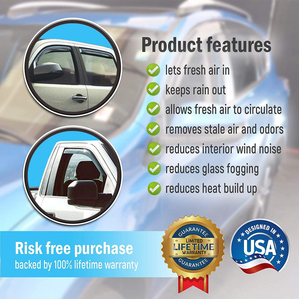 Dark Smoke In-Channel Side Window Vent Visor Deflectors 4 pcs B54072