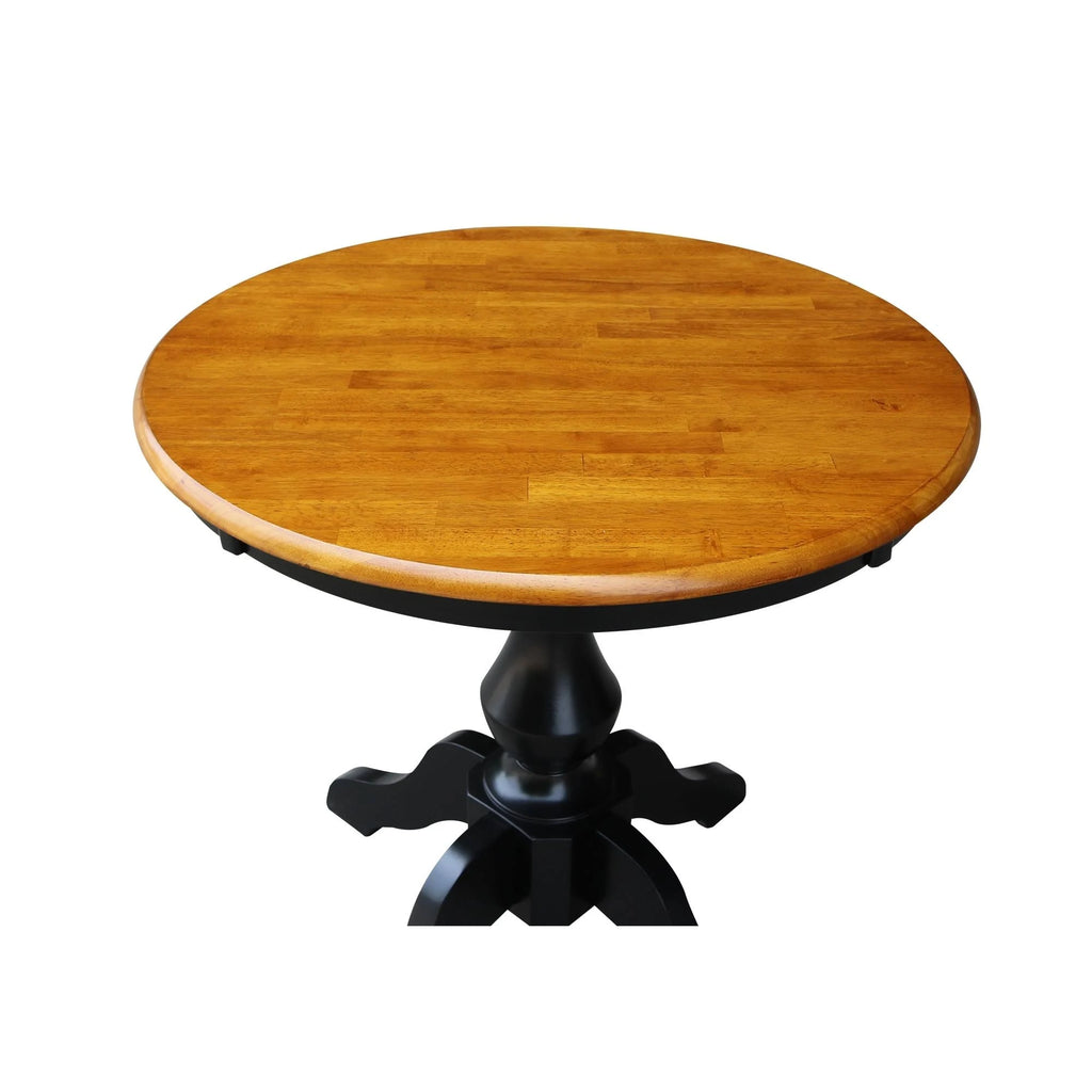 Black/Cherry Round Top Pedestal Table R90176