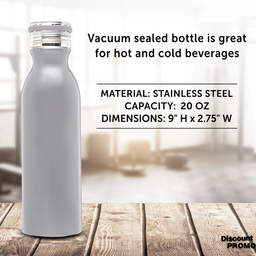 Silver 20 oz Stainless Steel Water Bottle Set of 6 A3690
