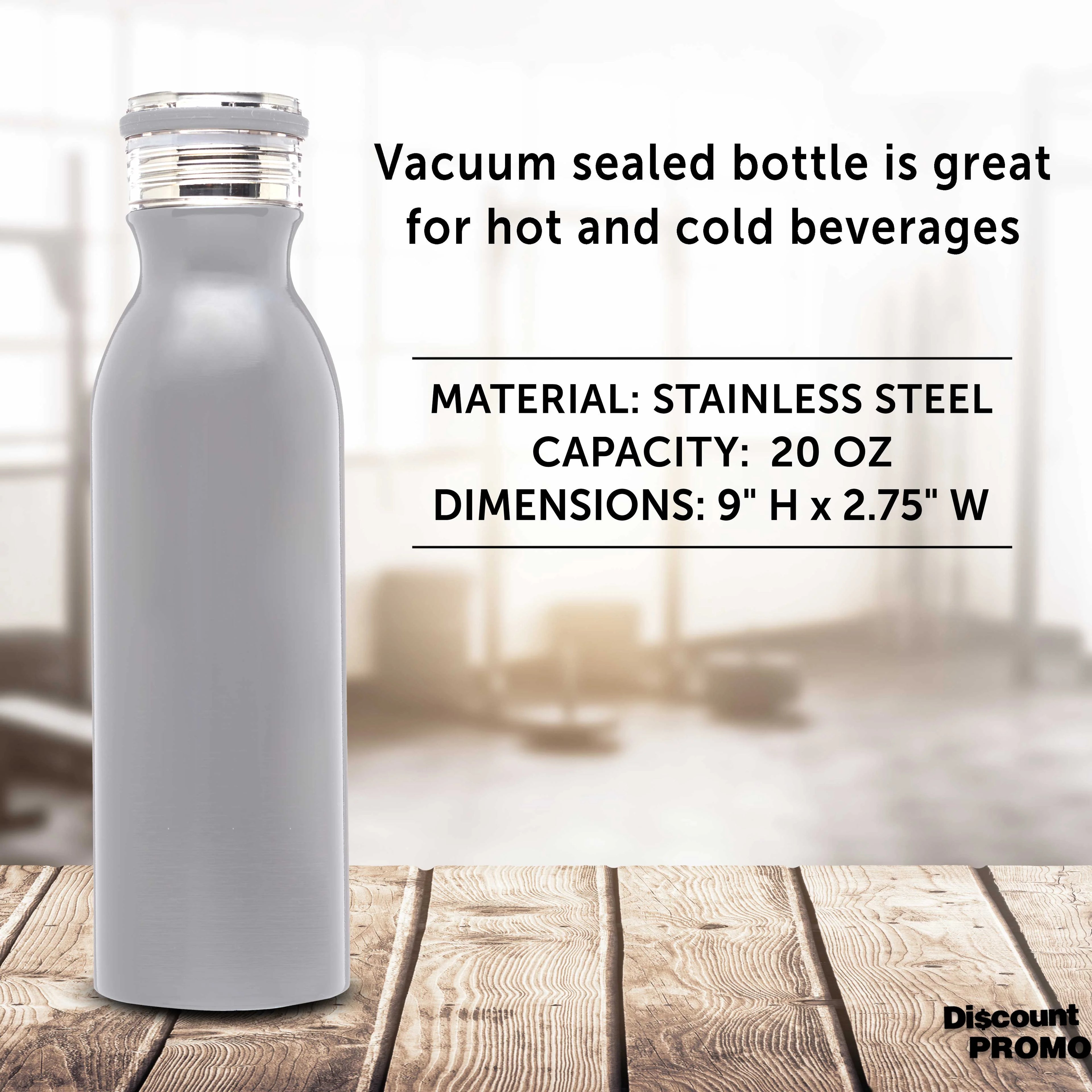 Silver 20 oz Stainless Steel Water Bottle Set of 6 A3690