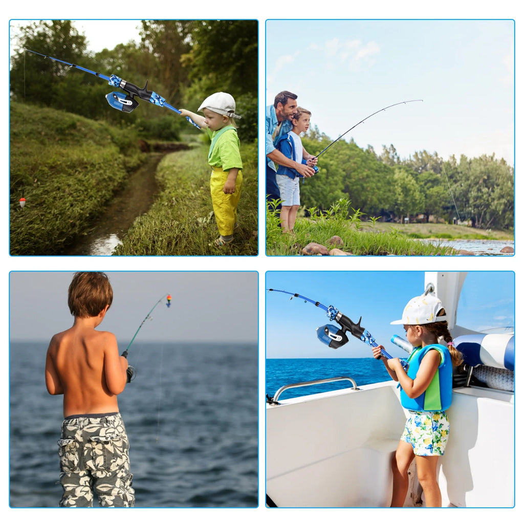 Kids Fishing Rod and Reel Combo Telescopic Spincast with Tackle Box W34929