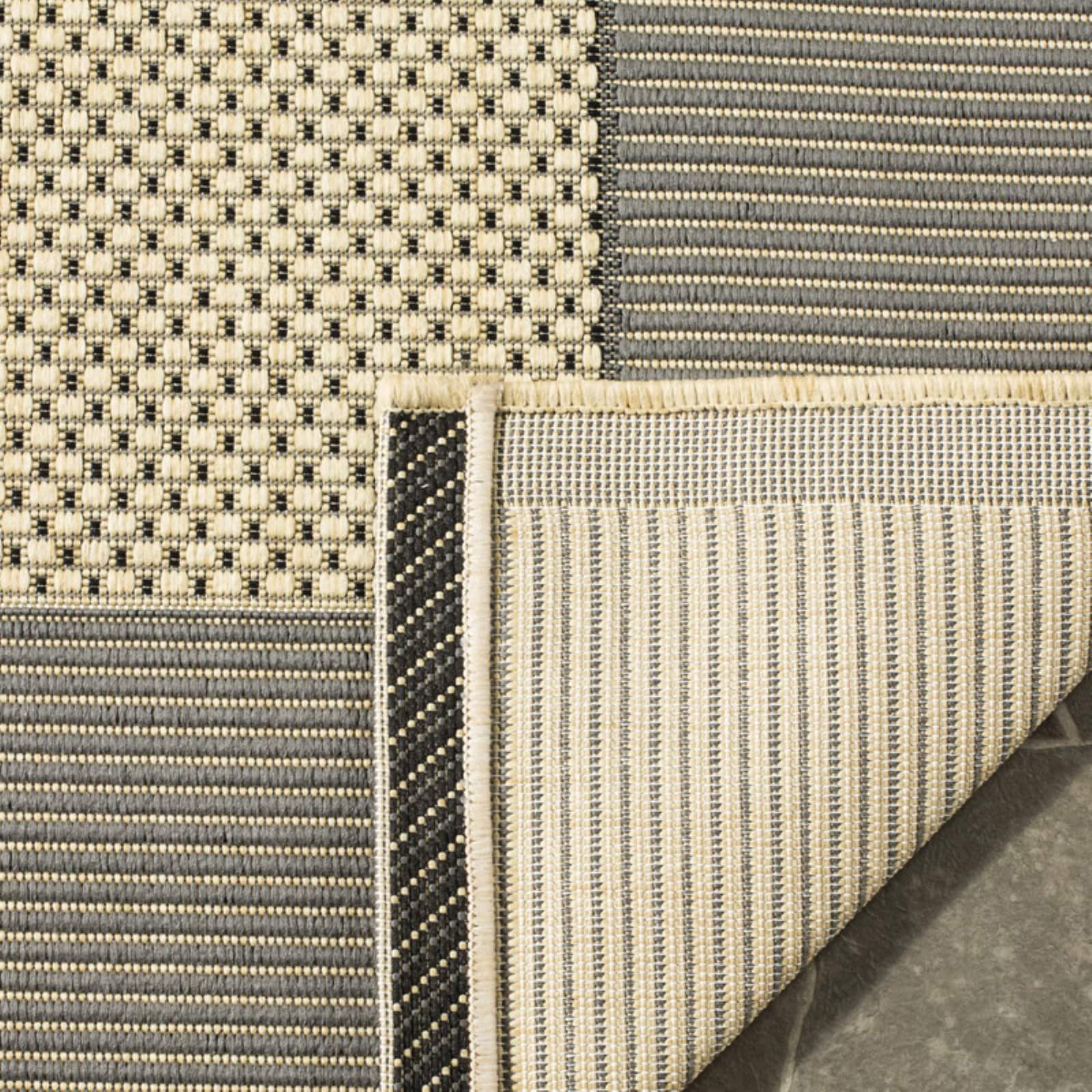 Natural/Gold Striped Border Indoor/Outdoor Area Rug P627