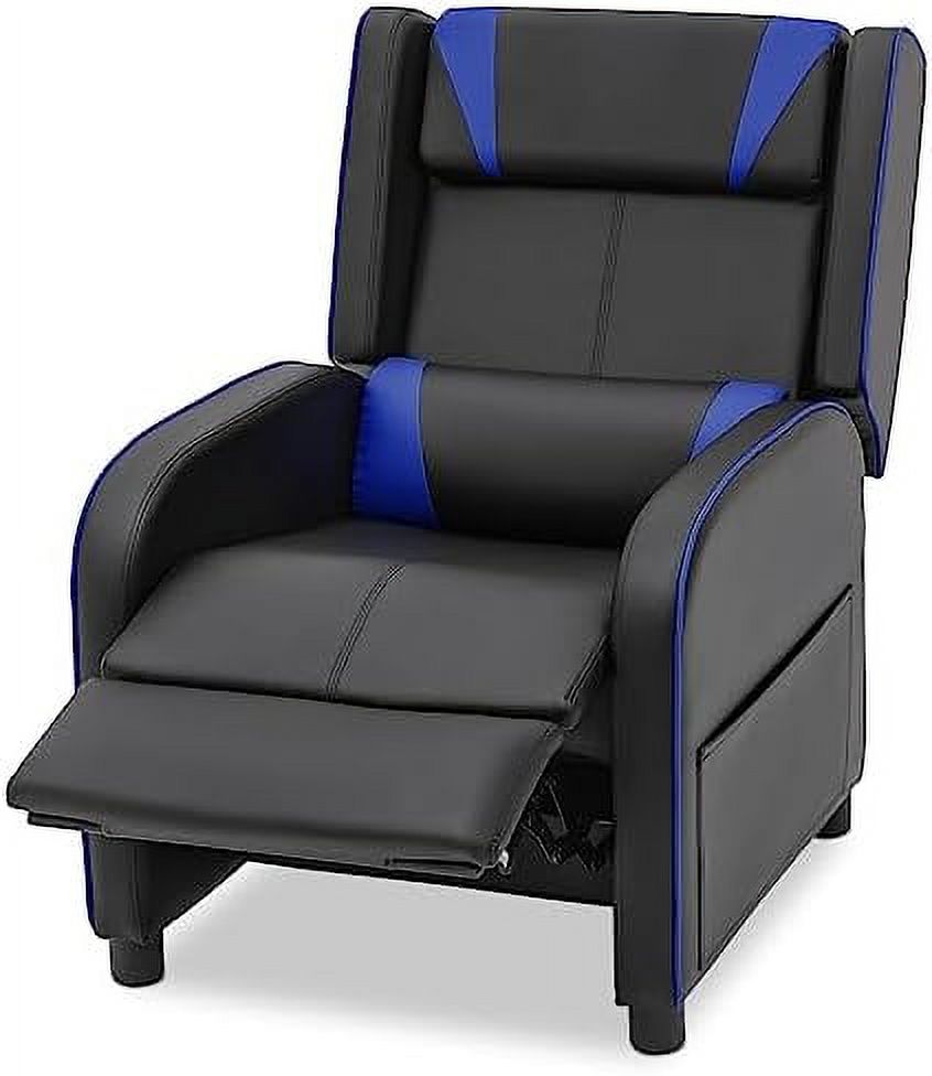 Blue PU Leather Reclining Single Sofa C271