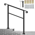 Black Wrought Iron Handrail for Outdoor Steps Y664578