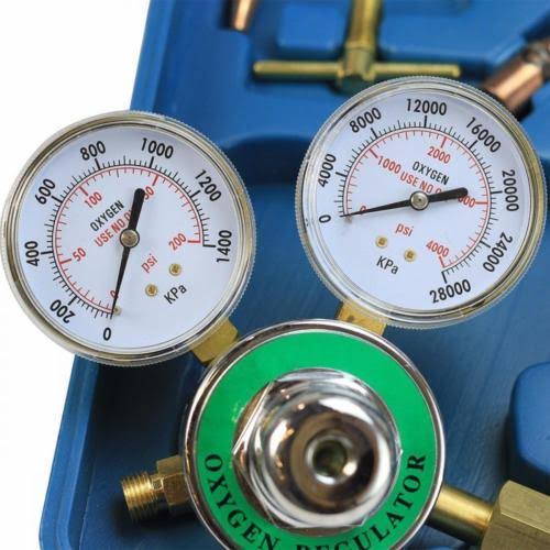 Blue Oxygen Acetylene Welding Cutting Torch Tool Kit with Regulator Twin Hose Carrying Case A81836