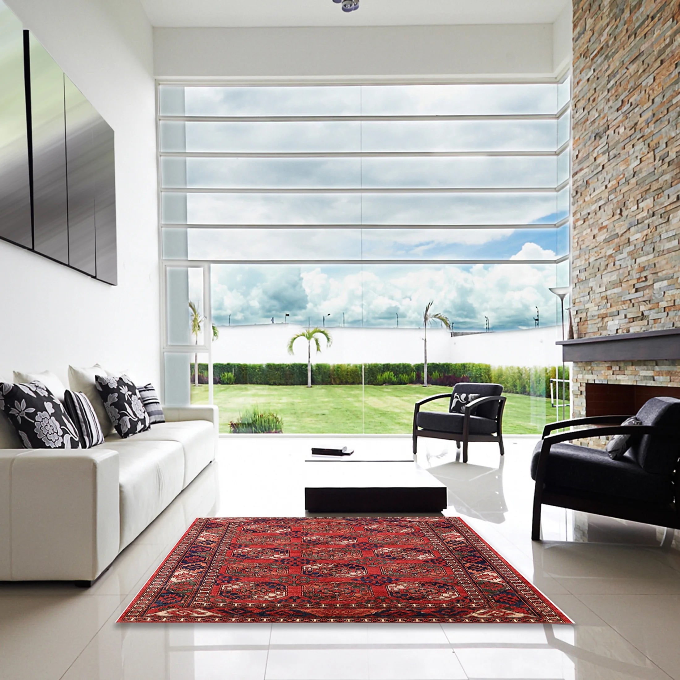 Red Rectangle Area Rug, 2' x 3' O702