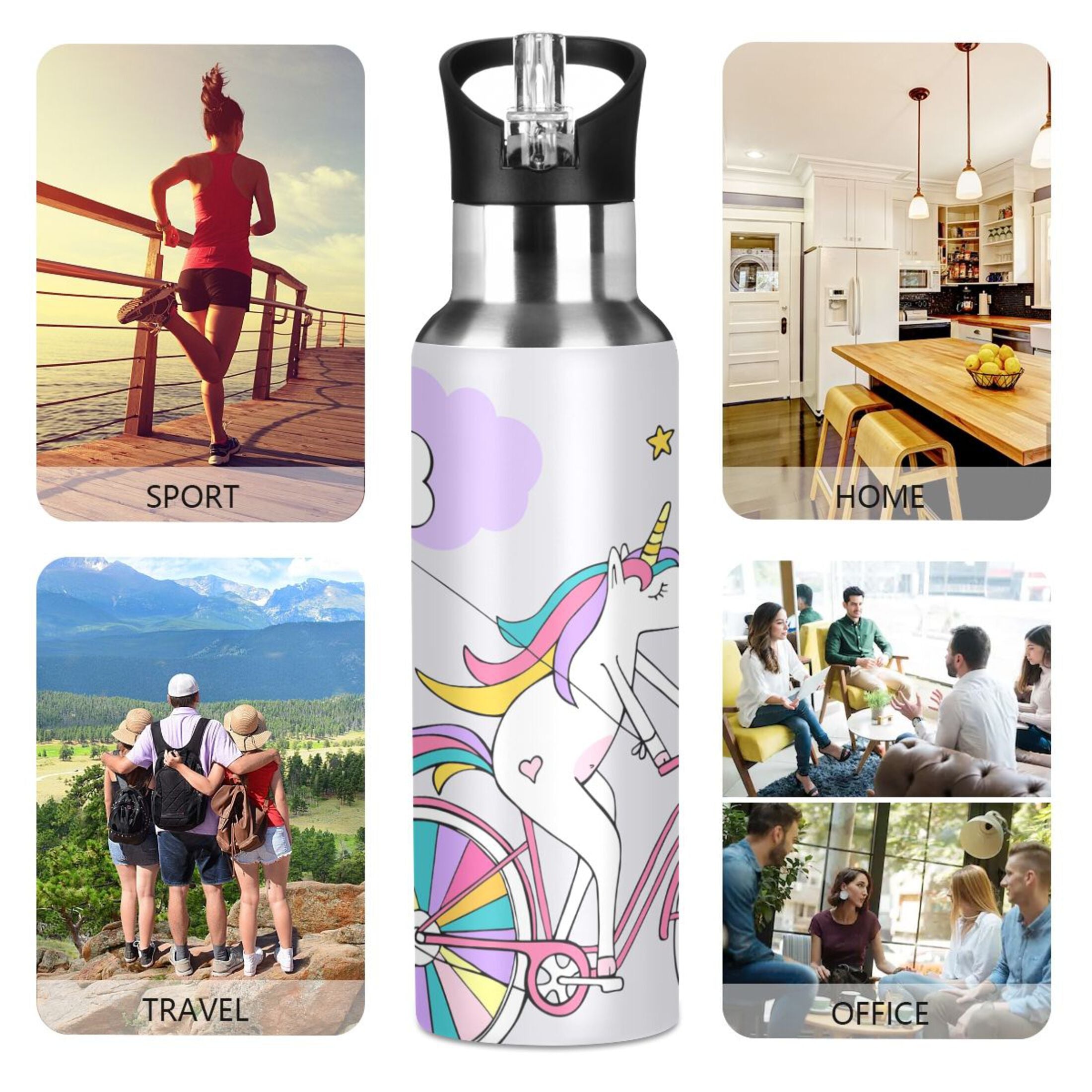 Stainless Steel Insulated Water Bottle with Straw Lid T35326