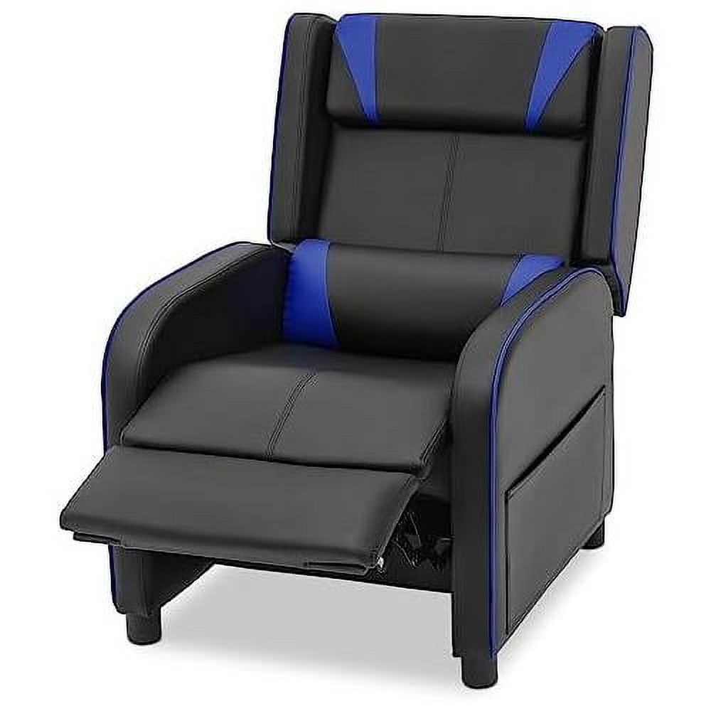Blue PU Leather Reclining Single Sofa C271