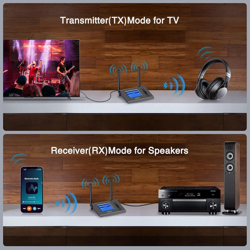 Bluetooth Transmitter Receiver Wireless Audio Adapter with LCD Display V5467