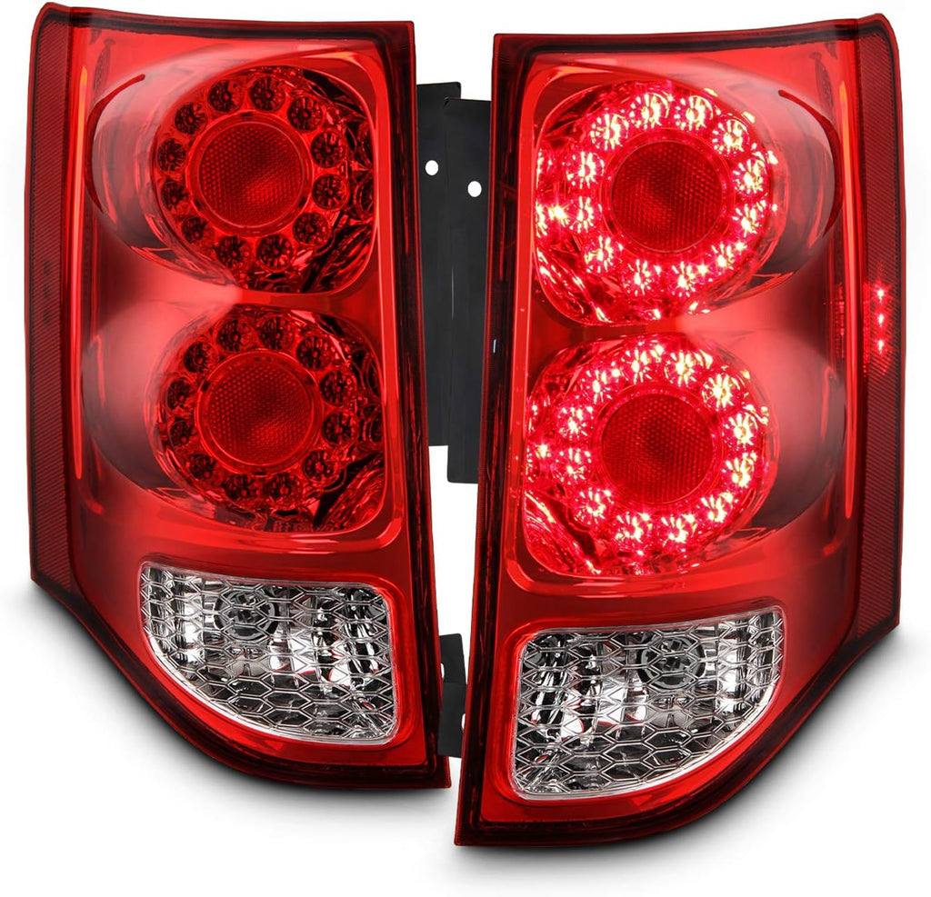 LED Chrome Red Clear Tail Brake Lights Pair B4685