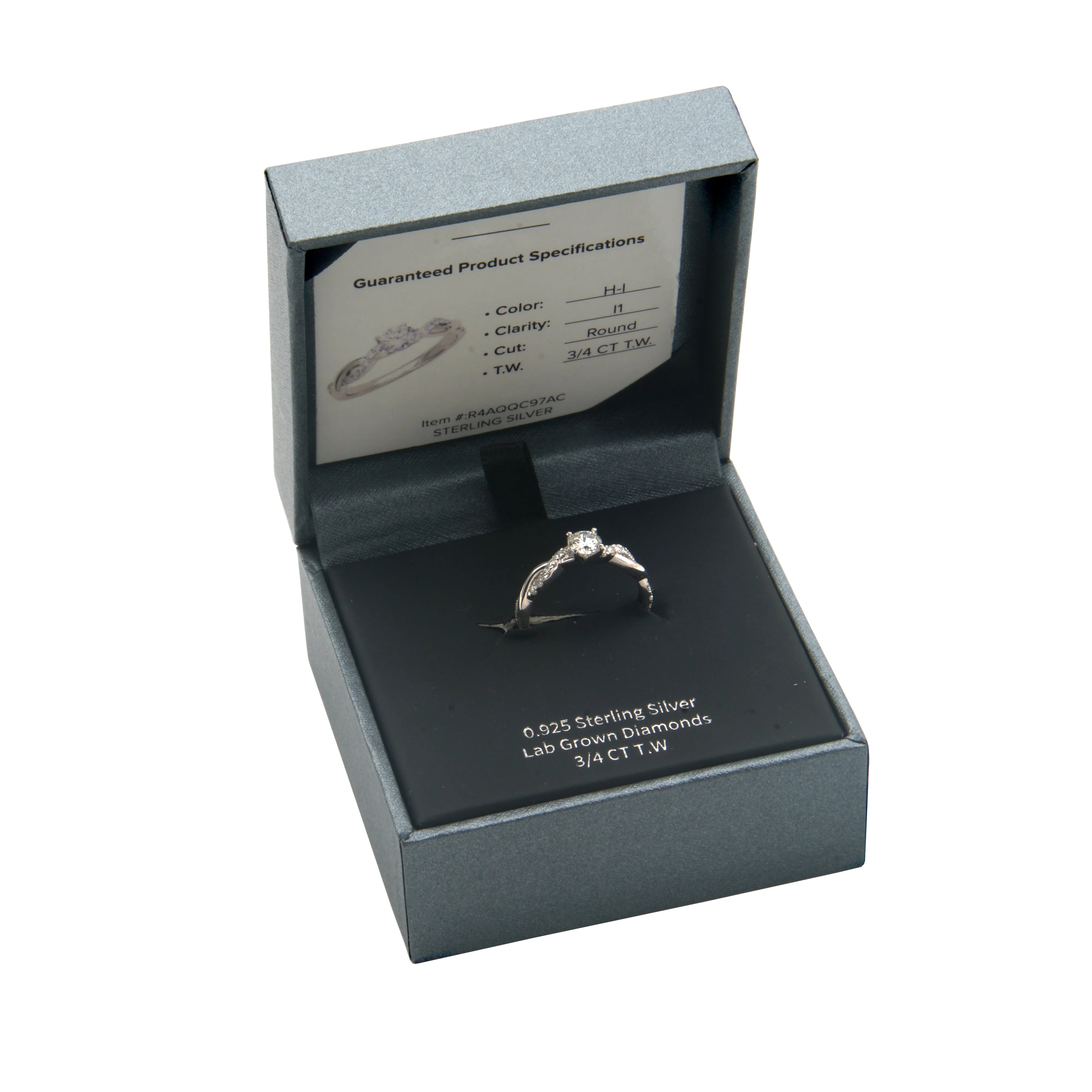 Lab Grown Diamond Engagement Ring in Sterling Silver D7771
