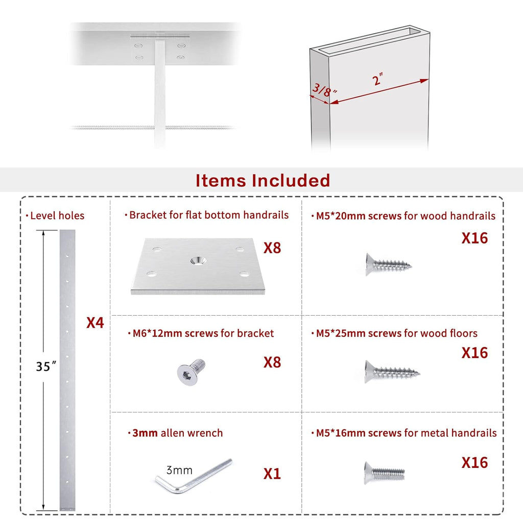 4 Pack Stainless Steel Cable Railing Post U563