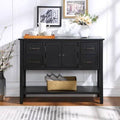 Beige Console Table with 4 Drawers, 1 Cabinet and 1 Shelf U637