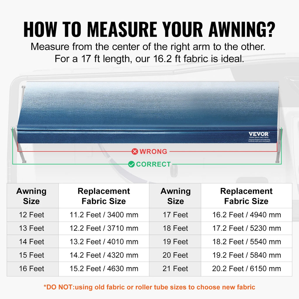 17' RV Awning Replacement Waterproof 16oz PVC Fabric V6189