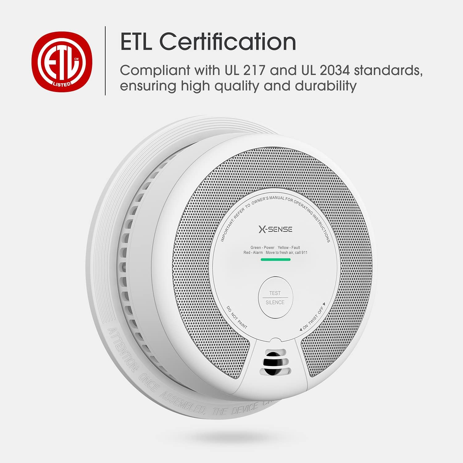 2-in-1 Smoke and Carbon Monoxide Detector Alarm, 10-Year Battery-Operated Dual Sensor, Pack of 3 F874553
