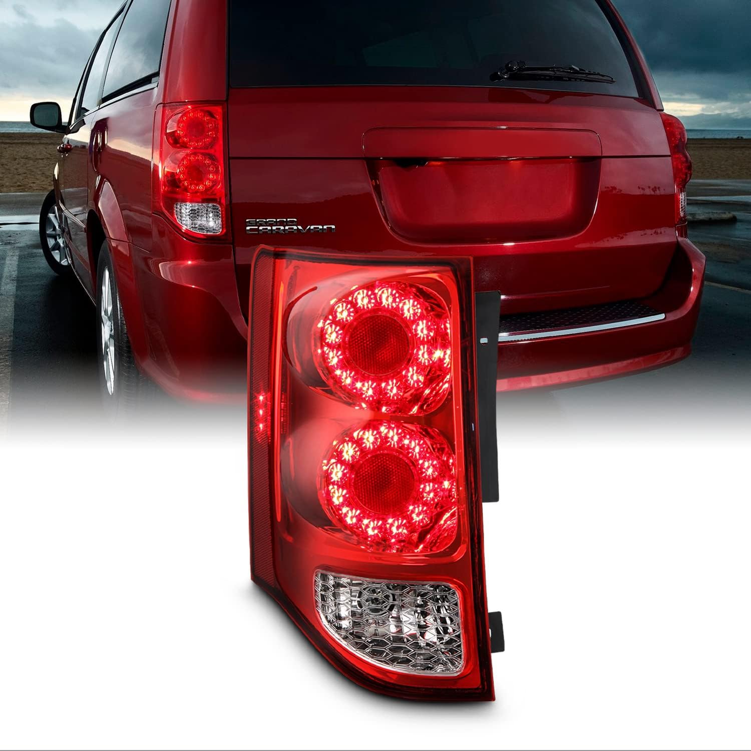 LED Chrome Red Clear Tail Brake Lights Pair B4685