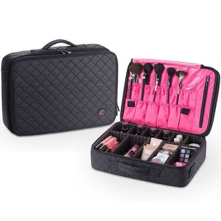 Grey Makeup Case Cosmetic Travel Storage Organizer Bag with Dividers J749669