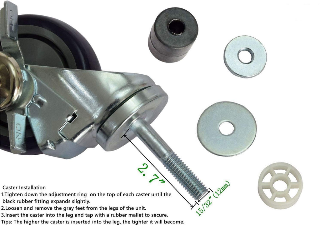4 inch Prep Table Casters Set of 4 with Brake U320139