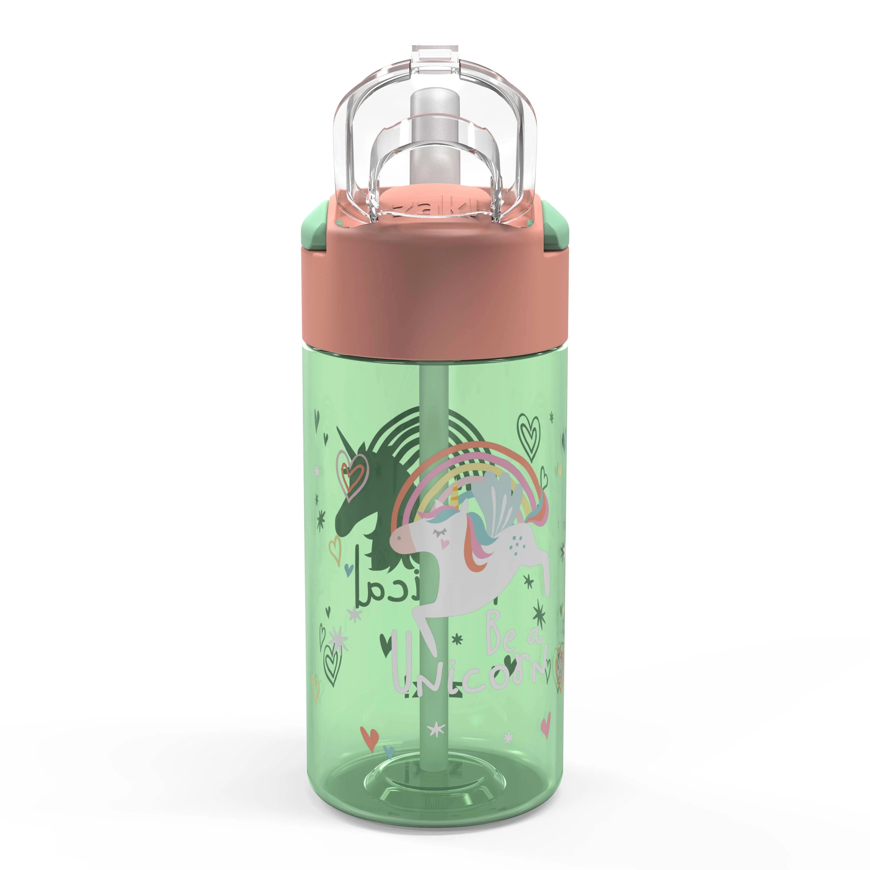 Unicorn Reusable Plastic Water Bottle with Push-button lid H34602