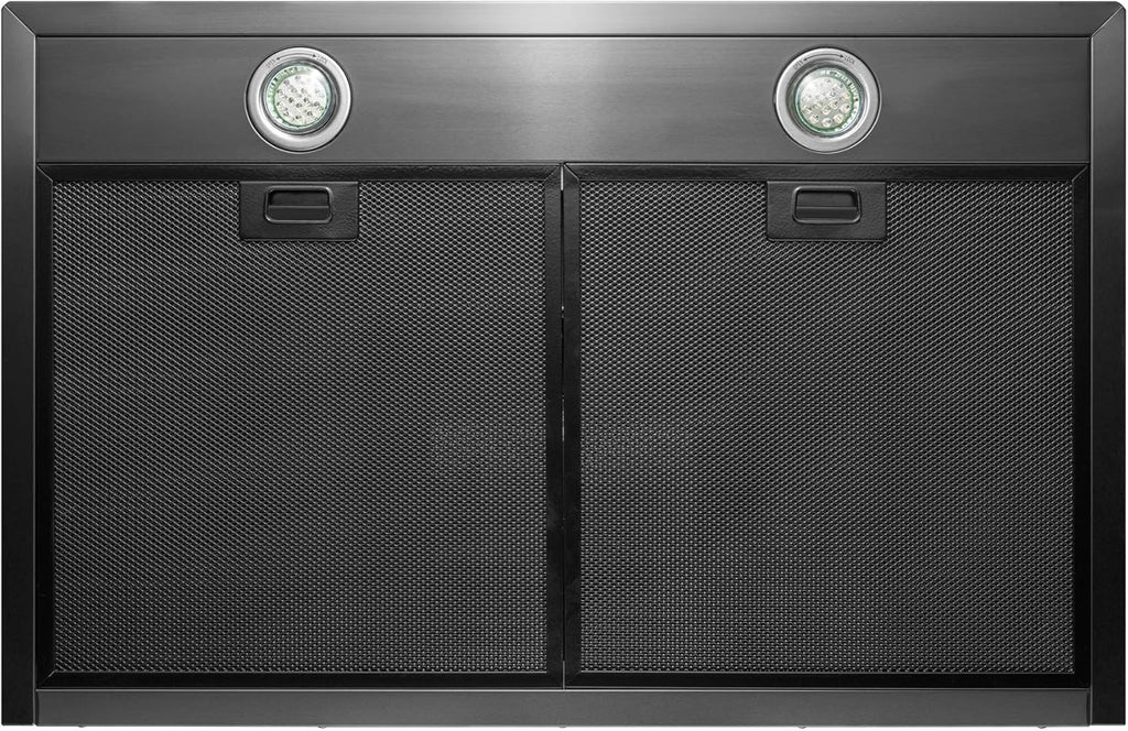 Black Stainless Steel Wall Mount Range Hood with Touch Panel and Carbon Filters T62841