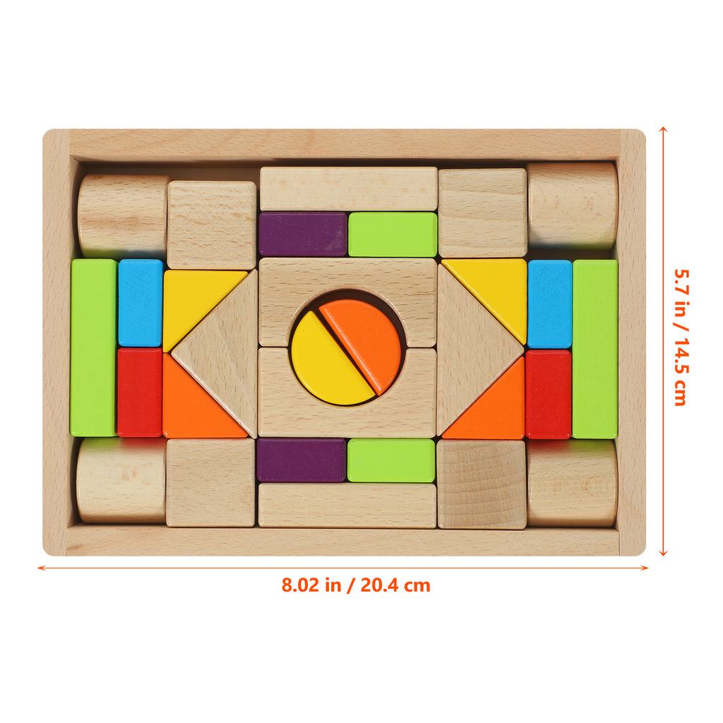 30 Pcs Wooden Building Blocks Stacking Toy Playset J139