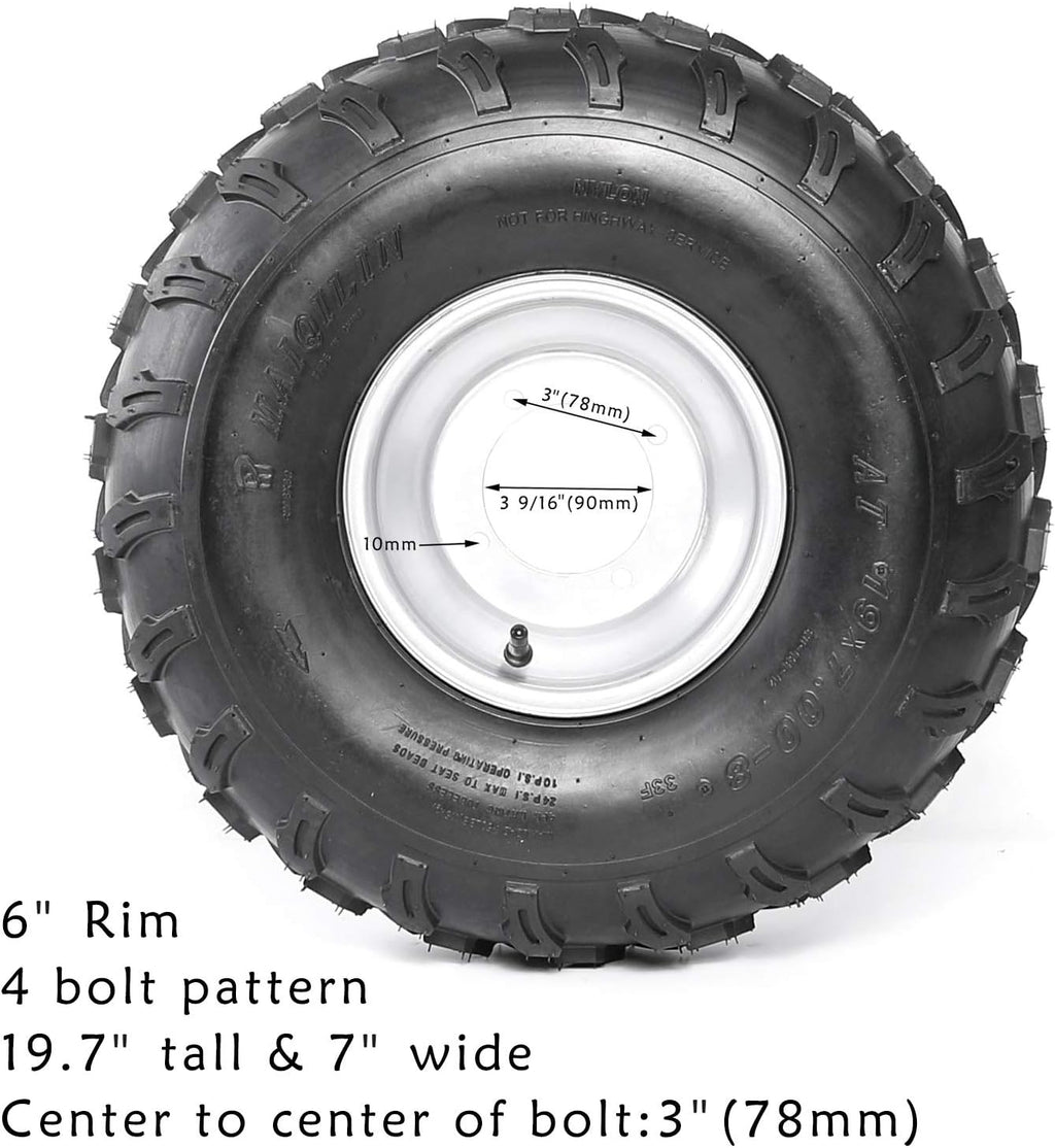 2Pcs 19x7-8 Front and 2Pcs 18X9.5-8 Rear Tubeless Wheel Tire With Rim V9545
