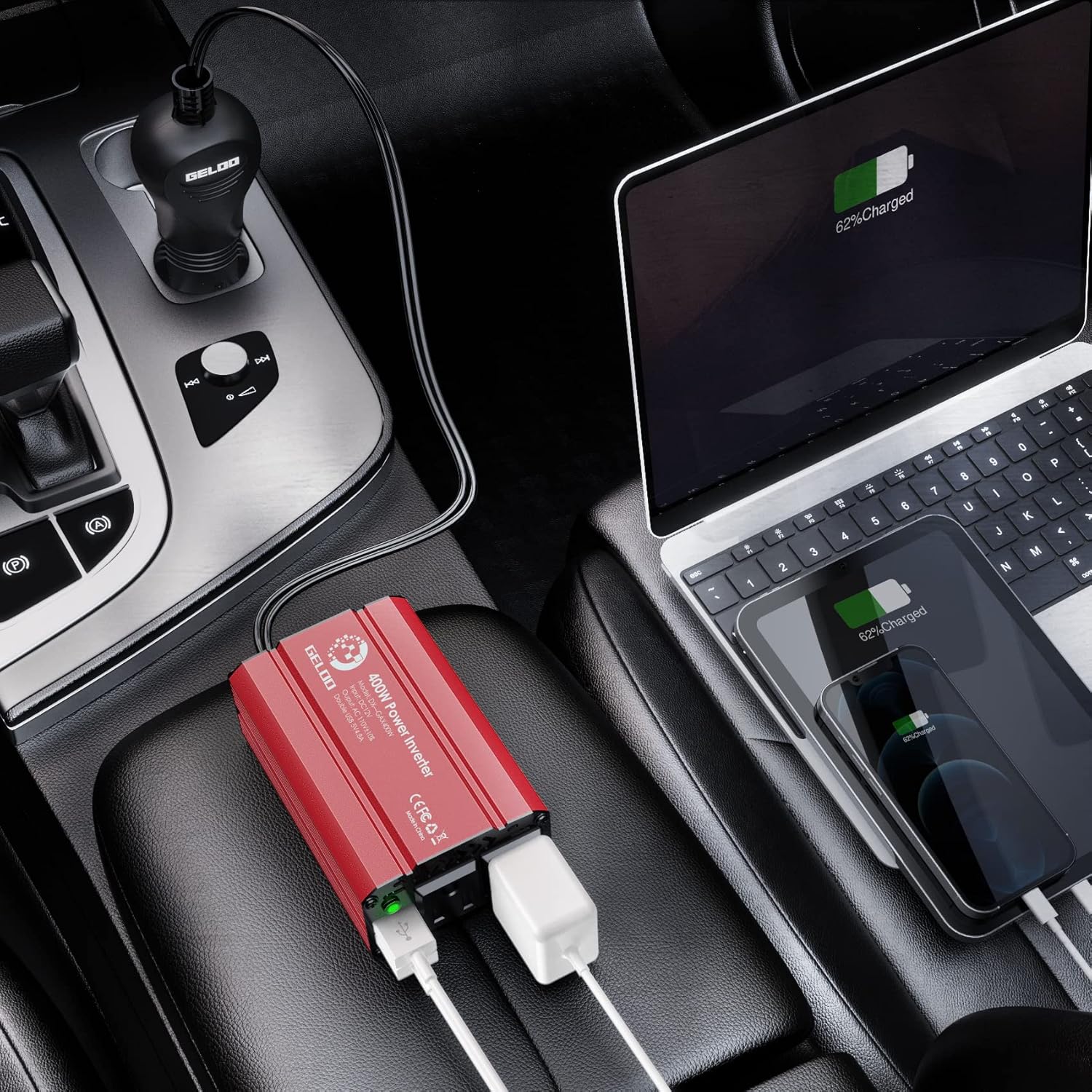 400W Car Power Inverter DC 12V to AC 110V with 4.8A Dual USB, Pack of 2 W9648