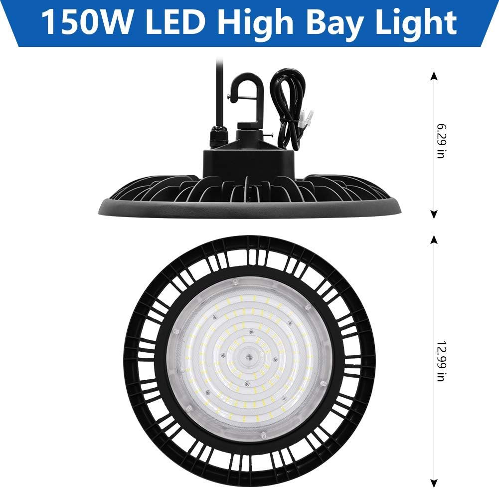 150W UFO LED High Bay Light 22500 lumens 5000K Daylight White IP65 8-Pack G750