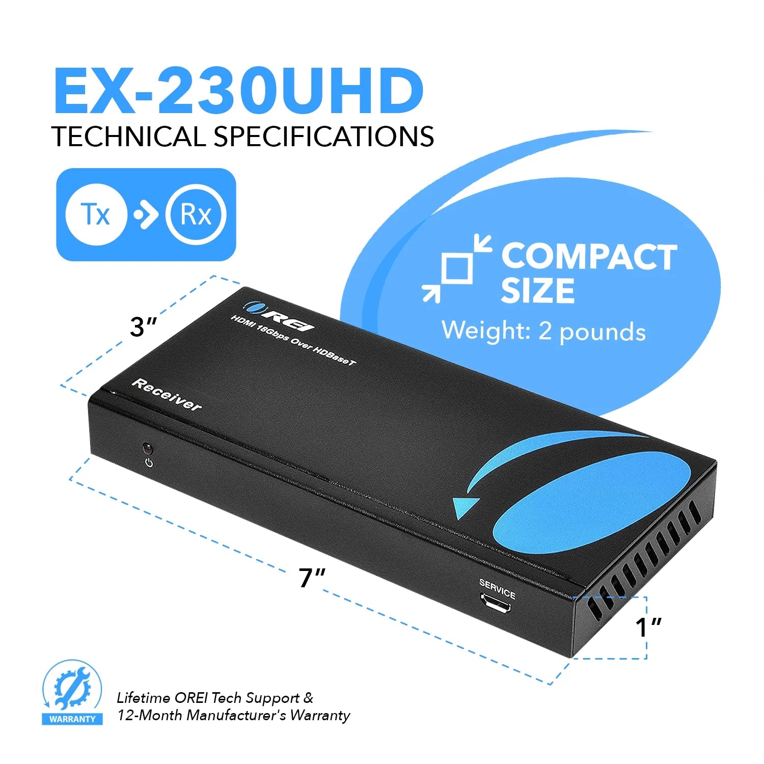 4K UltraHD Extender over HDBaseT Balun 18Gbps Over CAT 5/6/7 Ethernet Cable B730