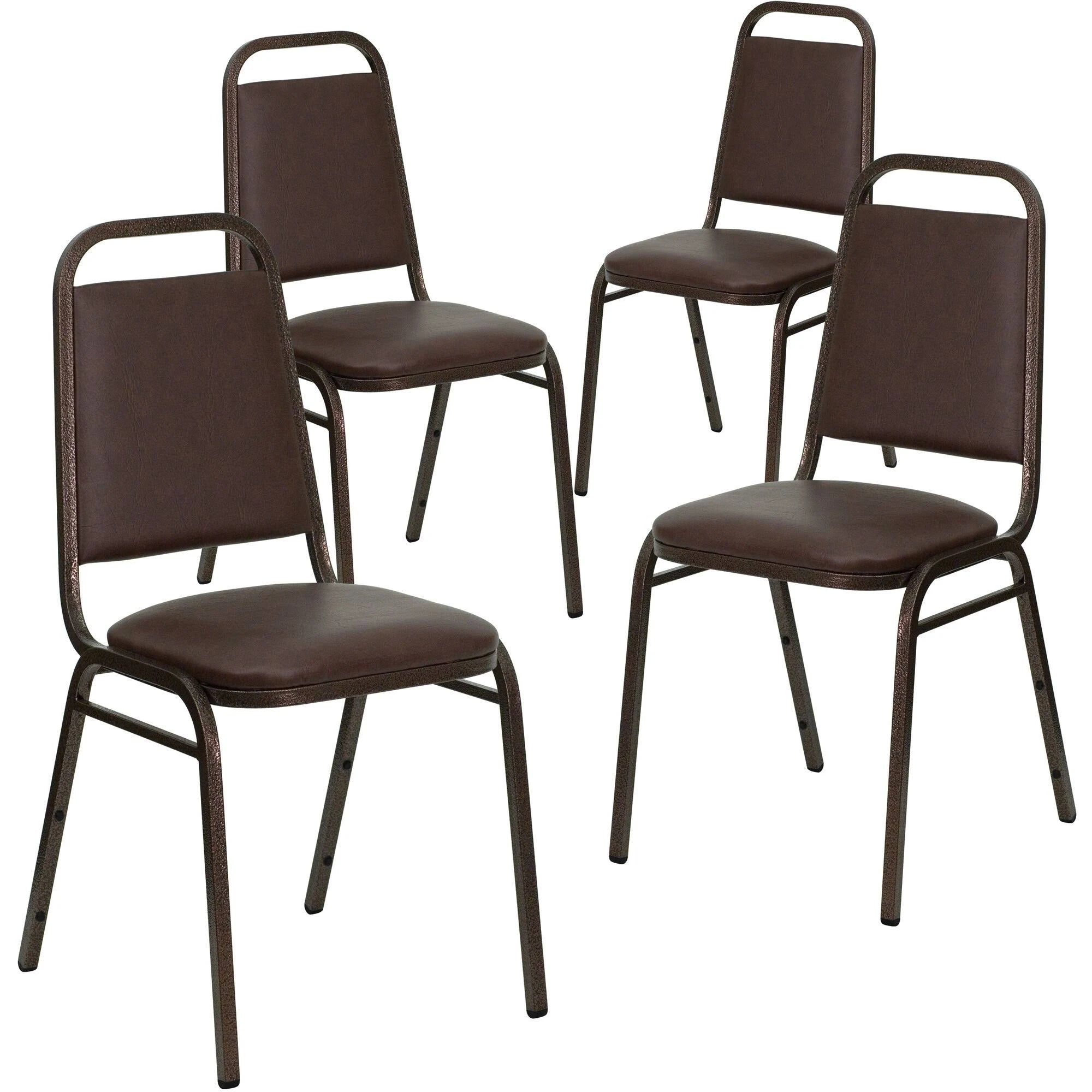 4 Pack Brown Vinyl Stacking Banquet Chair R3157
