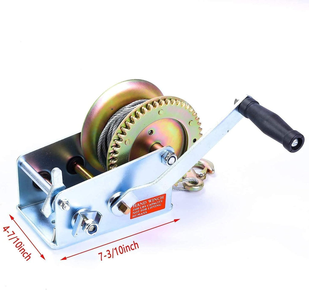 2500lbs Capacity Hand Winch with 32ft Steel Wire, Pack of 2 S9685