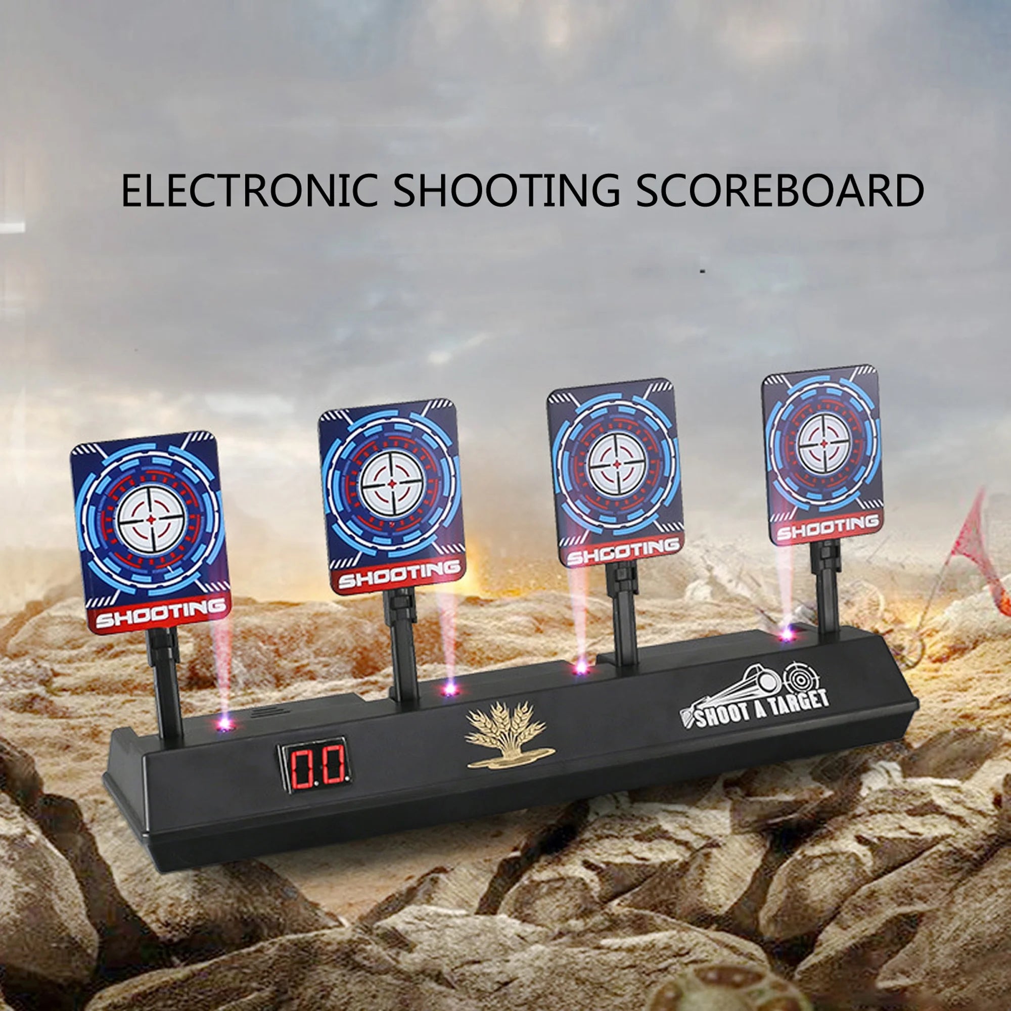 4 Targets LED Light Auto Reset Digital Shooting Targets E177115