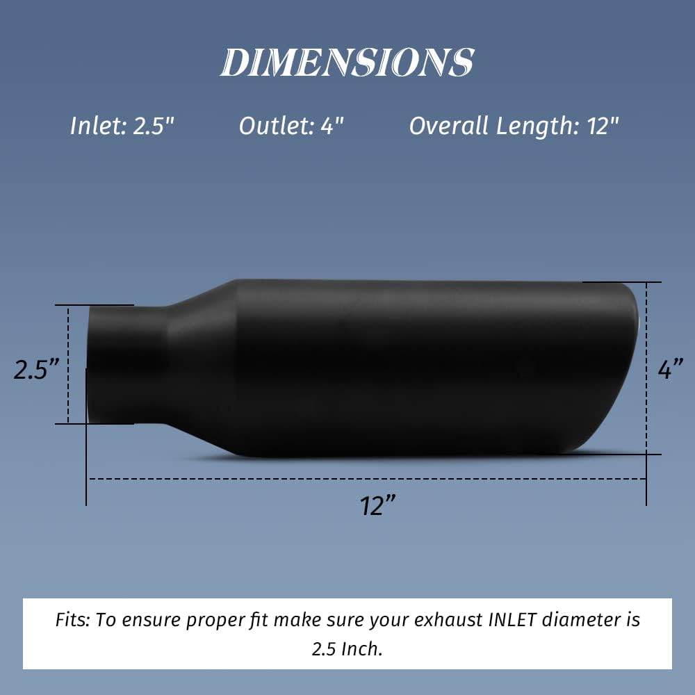 2PCS Black Stainless Steel Exhaust Tips Pack of 2 Y257074