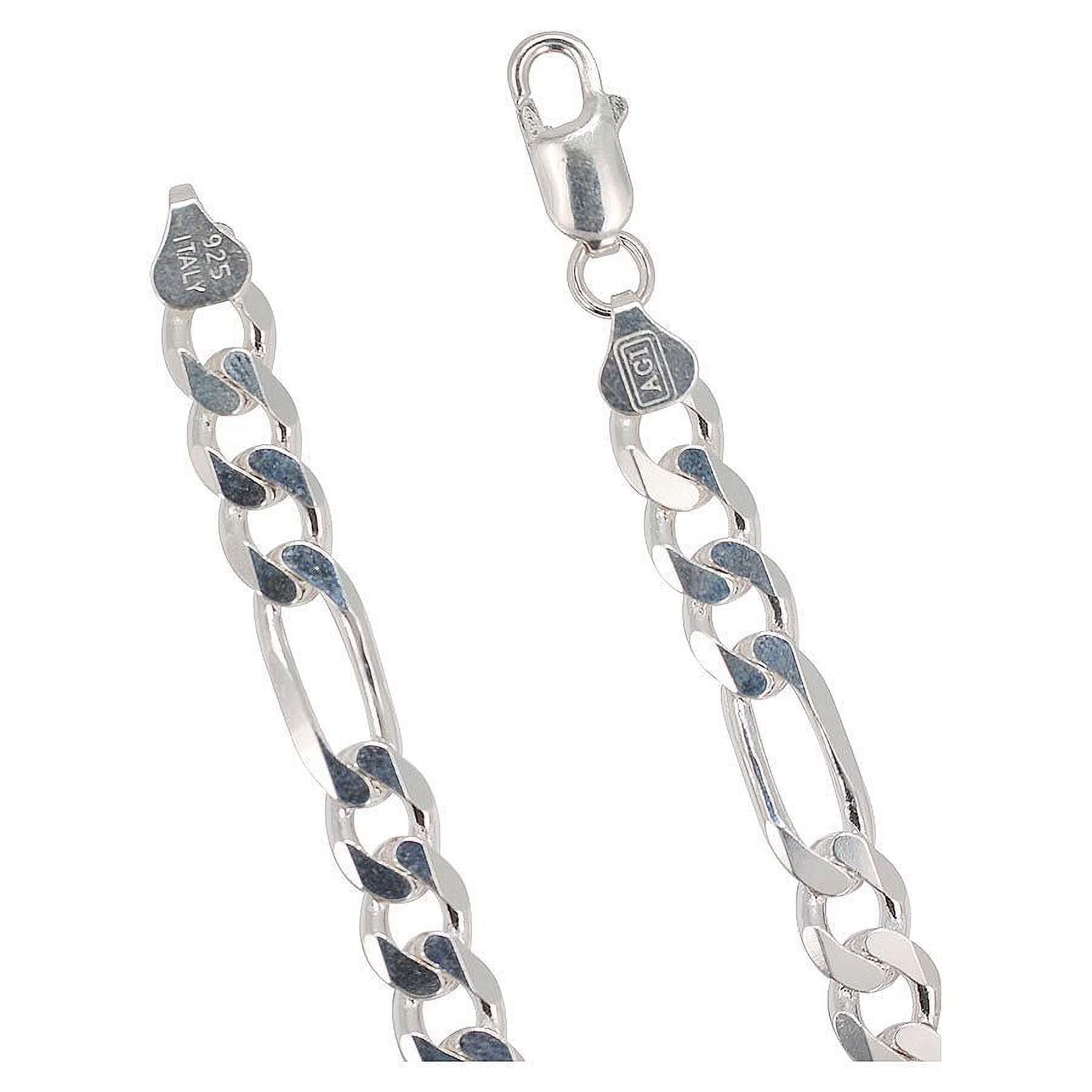 Sterling Silver 8mm Figaro Bracelet Chain I368286