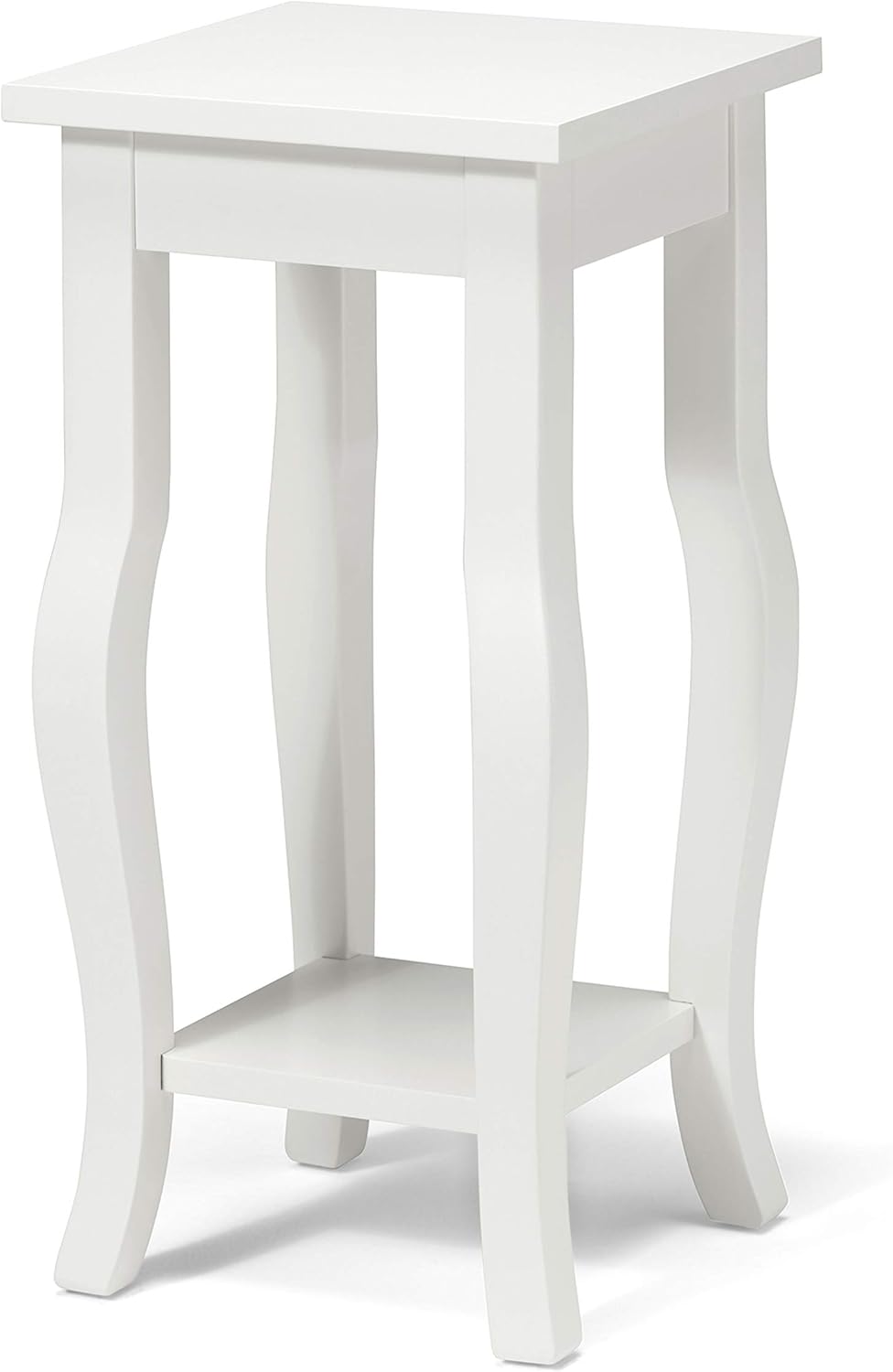 Black Wood Pedestal End Table with Curved Cabriole Legs and Lower Display Shelf, Pack of 2 Z83909