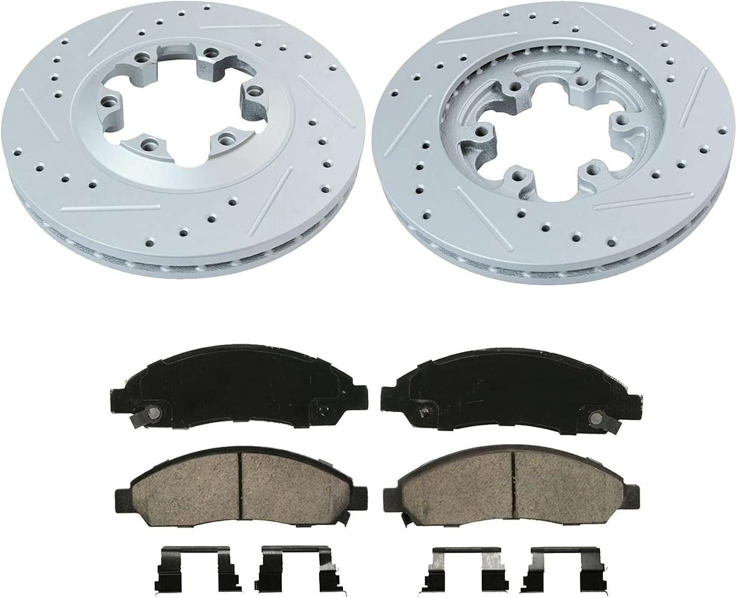 Drilled & Slotted Front Brake Kit Rotors Set with Brake Pads and Hardware Kit T835540