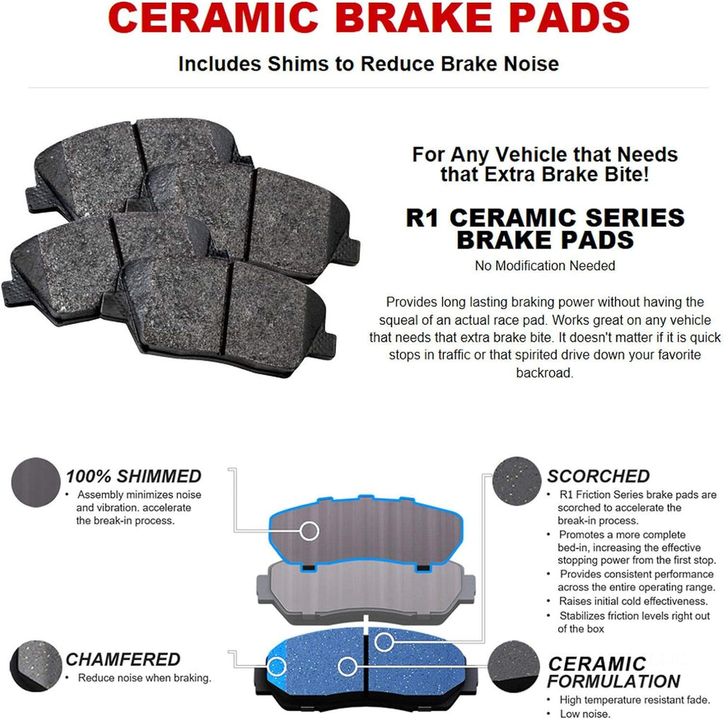 Front Rear Brake Rotors and Pads Kit Semi Metallic Z64086
