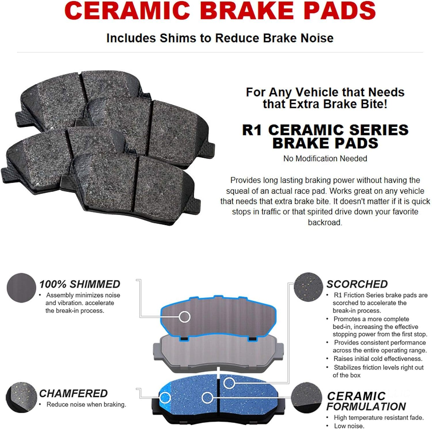 Front Rear Brake Rotors and Pads Kit Semi Metallic Z64086