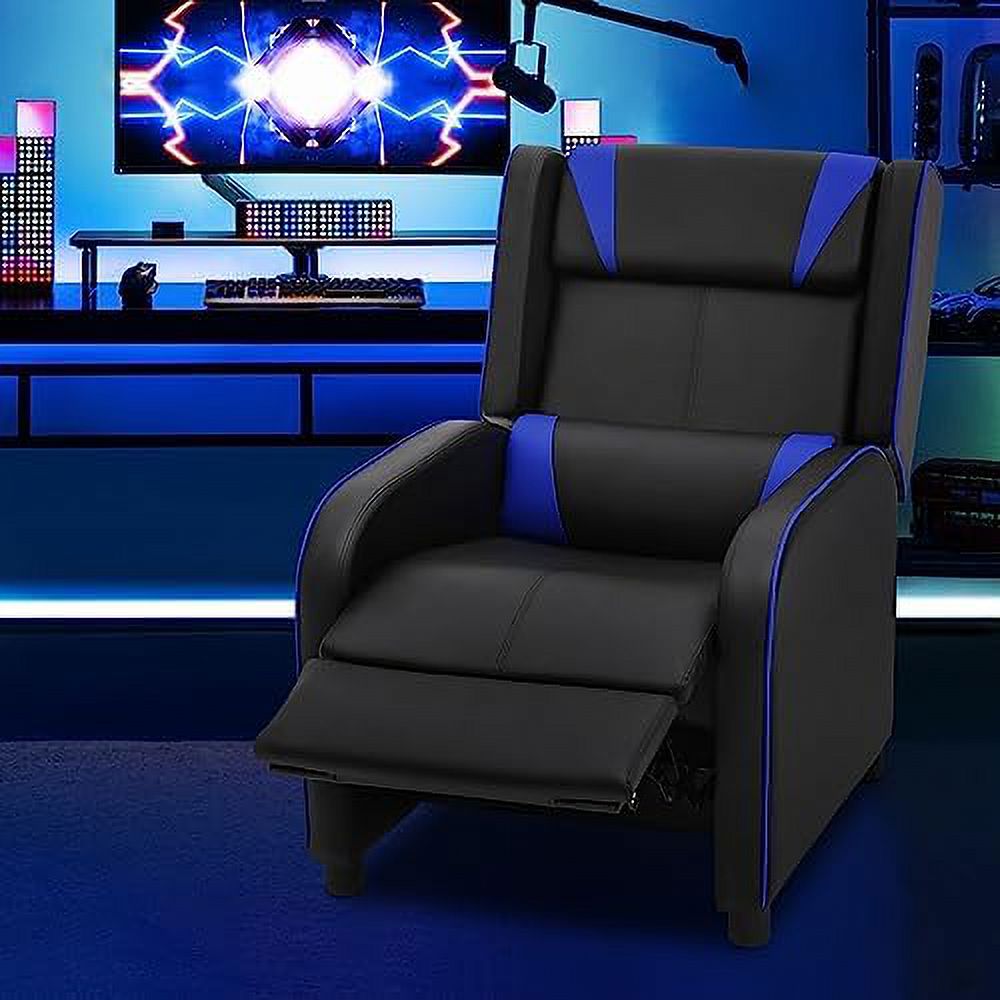 Blue PU Leather Reclining Single Sofa C271