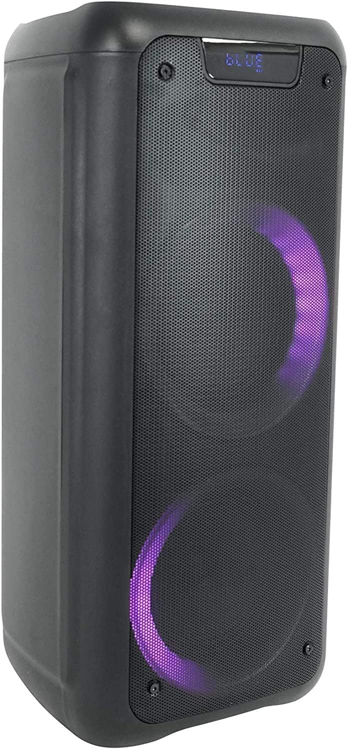 Dual 8 Inch Portable Bluetooth Speaker with Sound Activated Lights W550273