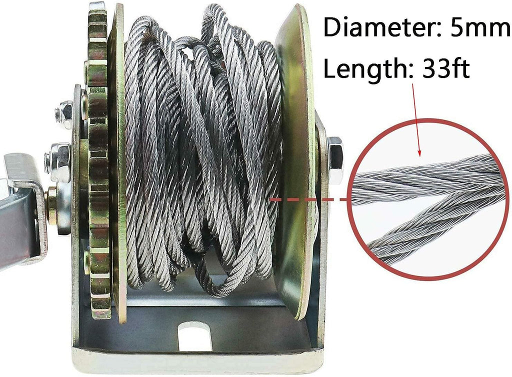 2500lbs Capacity Hand Winch with 32ft Steel Wire, Pack of 2 S9685