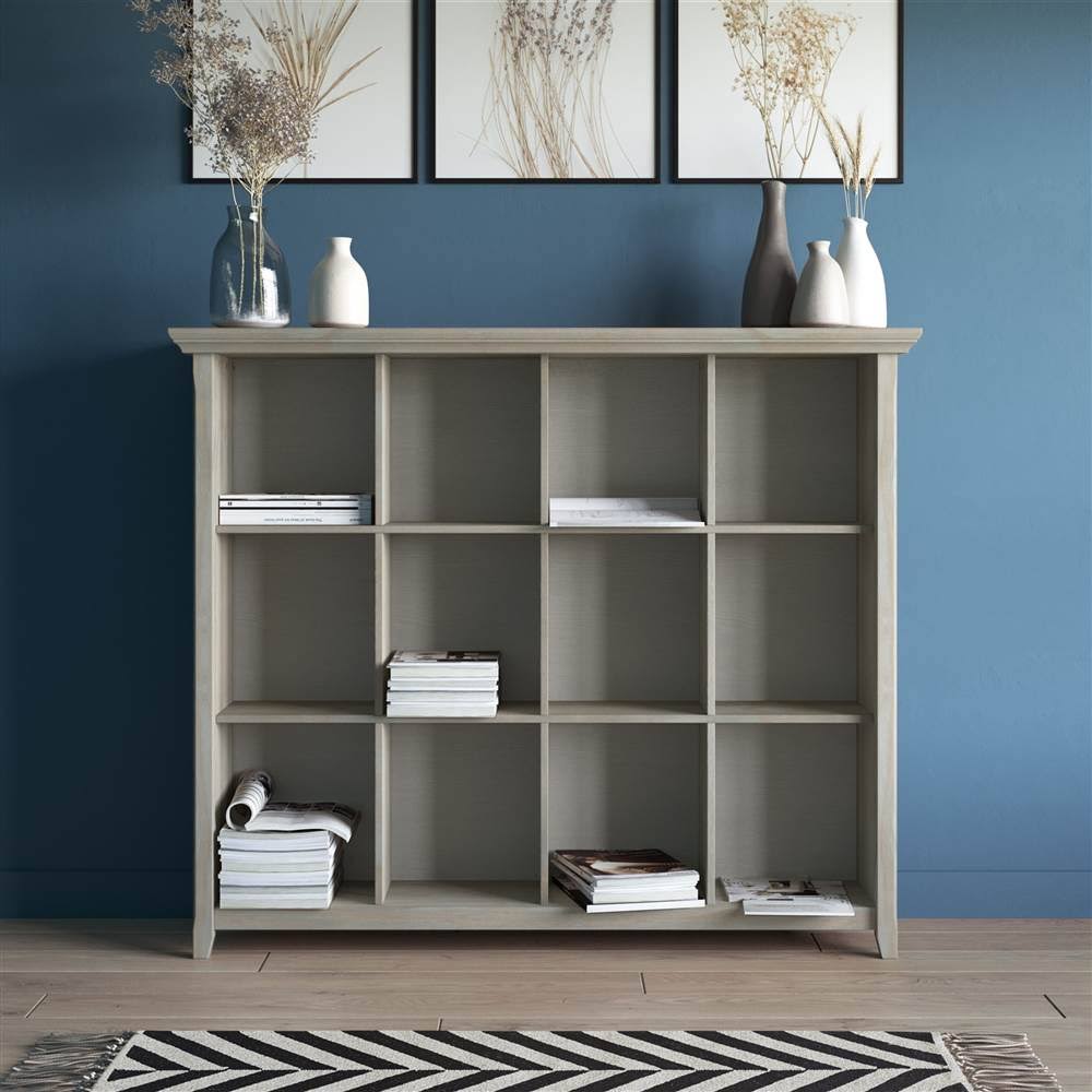 12 Cube Solid Wood Storage in Distressed Grey E629