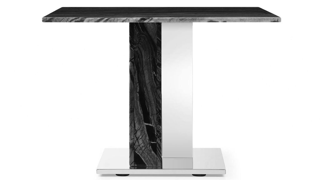 Black and White Marble End Table with Stainless Steel Base Y9303