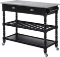 3-Tier Stainless Steel Kitchen Cart with Drawers, Dark Gray A3264