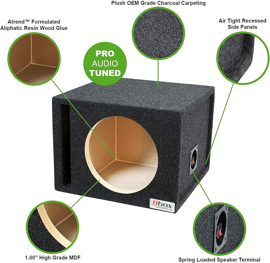Single 10" Vented Carpeted Subwoofer Enclosure I808