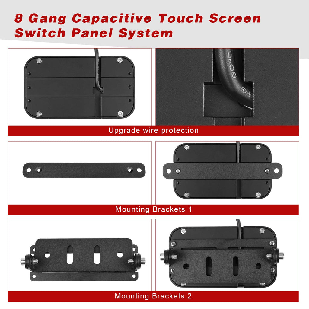 8 Gang Switch Panel Kit with Harness and Label Stickers T840