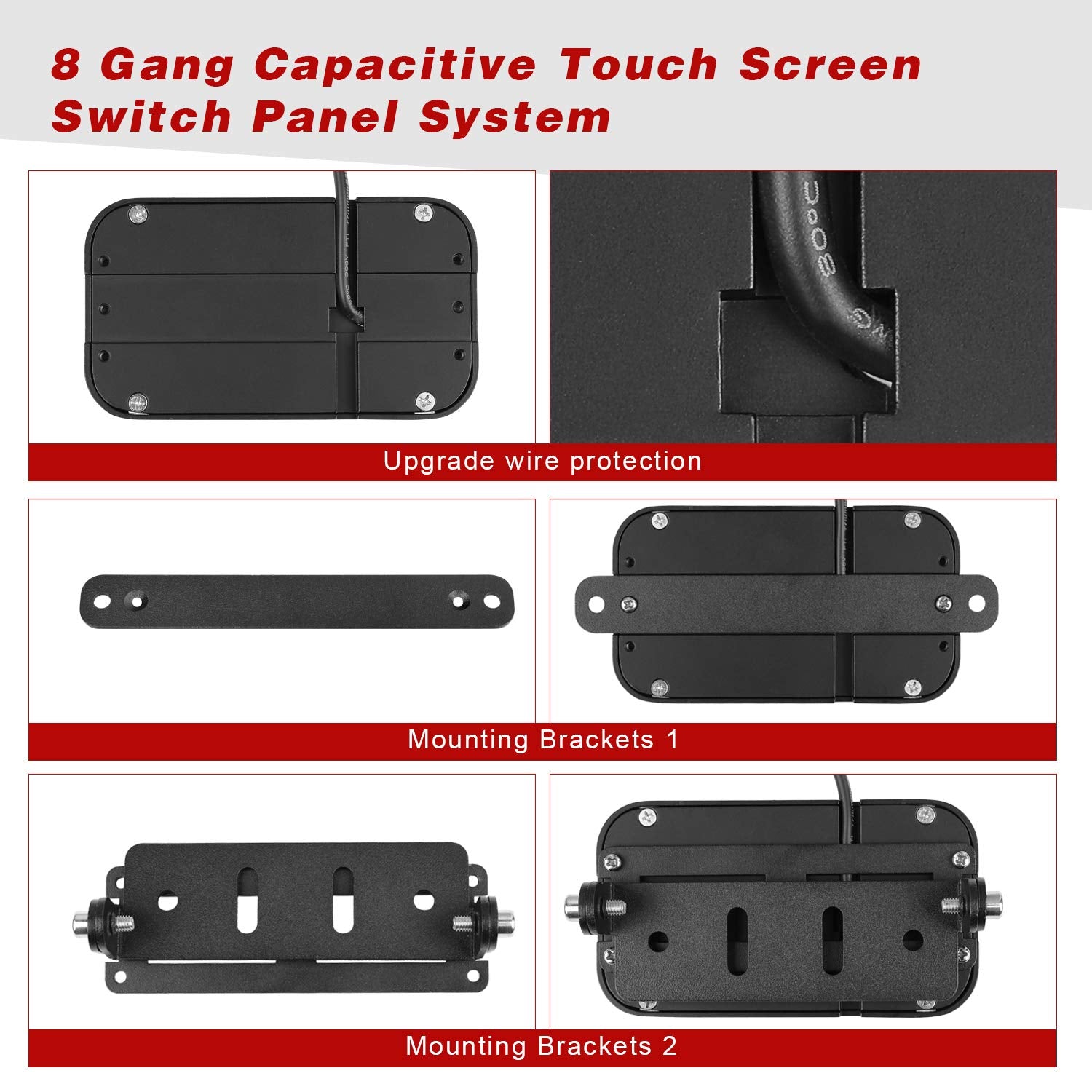 8 Gang Switch Panel Kit with Harness and Label Stickers T840