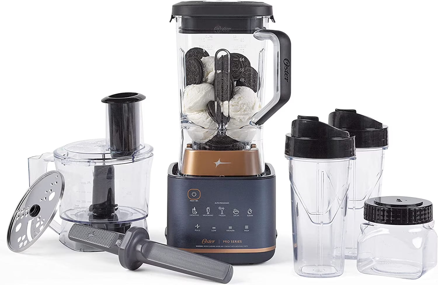 Kitchen System with XL 9-Cup Tritan Jar, Food Processor, 2 Blend-n-Go Cups, Mini Jar and Tamper Tool, Dark Blue Z7186