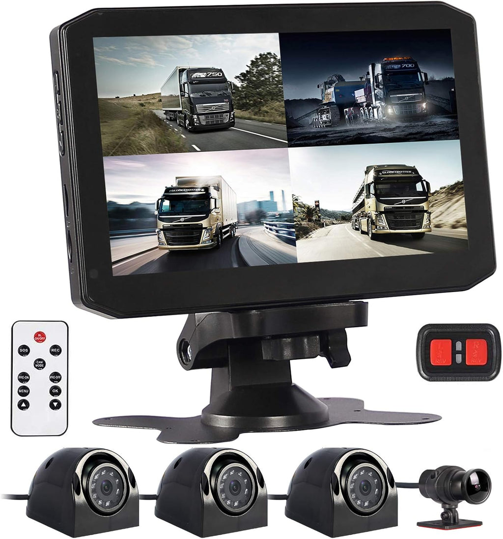 4CH Truck Dash Camera System DVR Recorder Waterproof Backup Camera Front&Sides&Rear VGA 7.0 Monitor Infrared Night Vision B48545